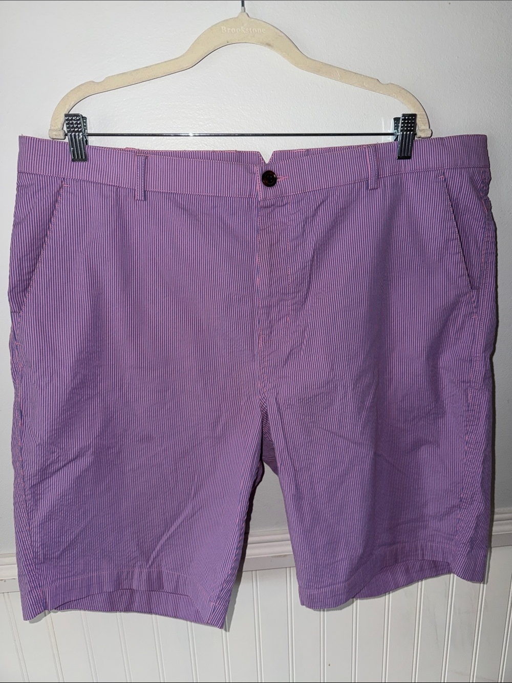 Men's Lavender Seersucker Flat Front Shorts